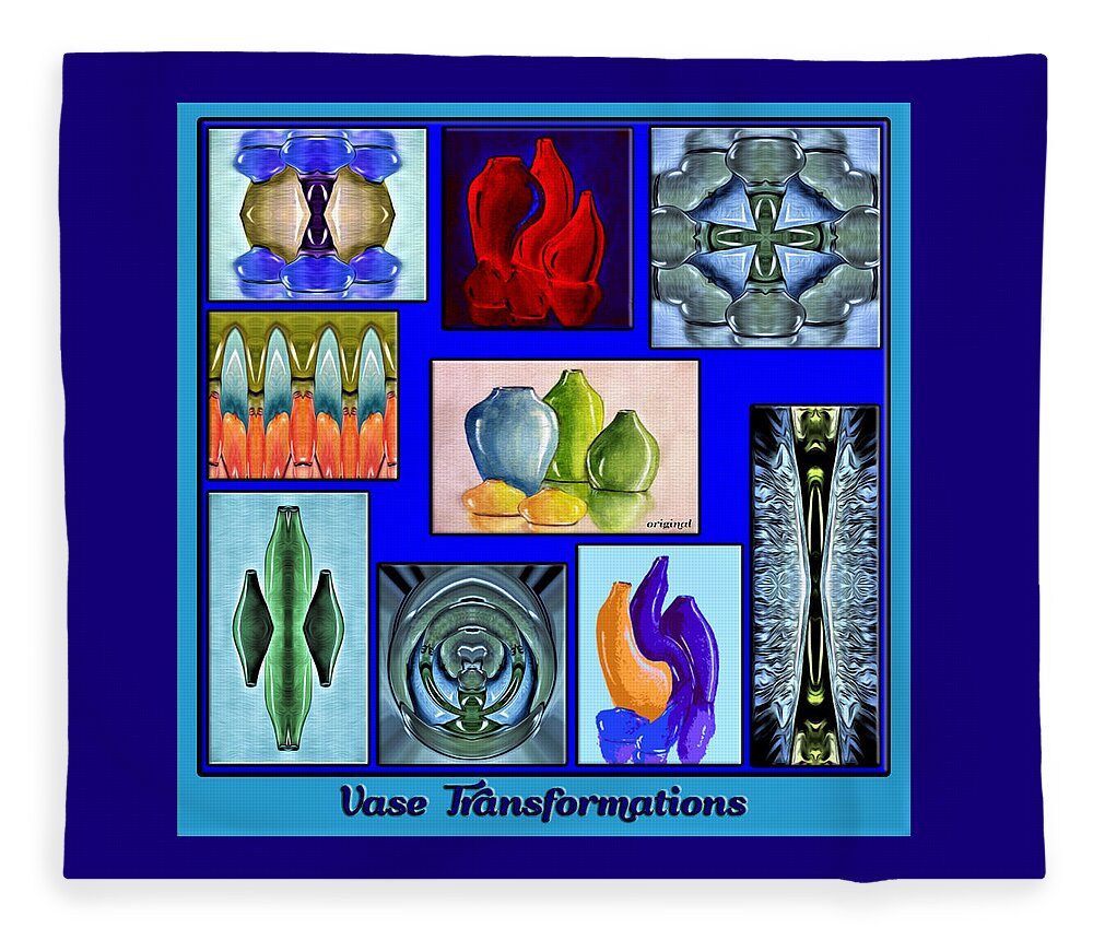 Living Room Fleece Blanket featuring the digital art Vase Transformations - Collage by Ronald Mills