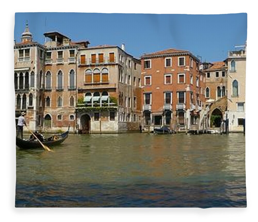 Venice Fleece Blanket featuring the photograph Venice panorama by Lisa Mutch