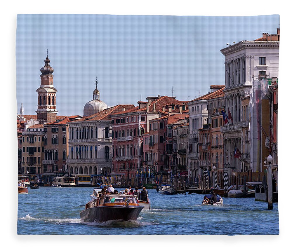 Venice Fleece Blanket featuring the photograph Venice taxi service by Andrew Lalchan