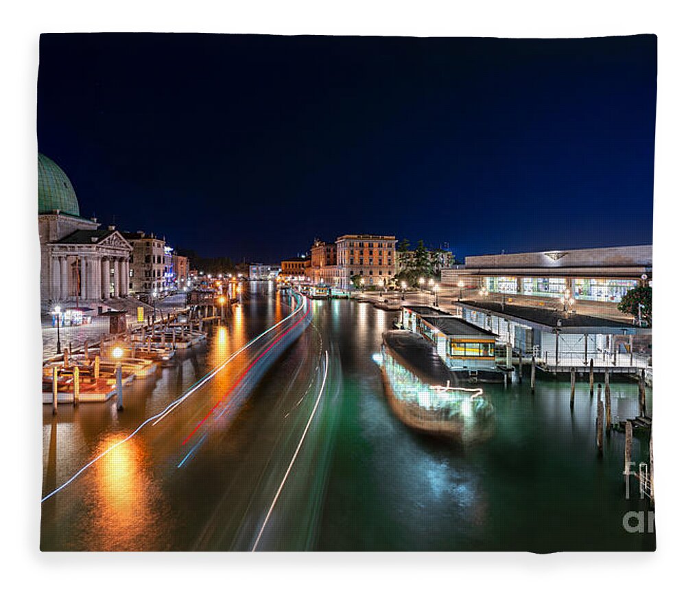 Bridge Fleece Blanket featuring the photograph Venice view from Ponte degli Scalzi by The P