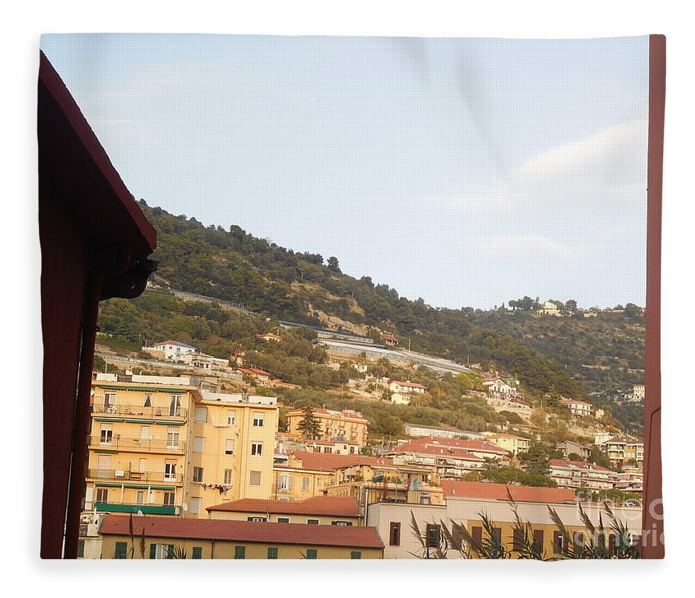 Ventimiglia Fleece Blanket featuring the photograph Ventimiglia Buildings by Aisha Isabelle