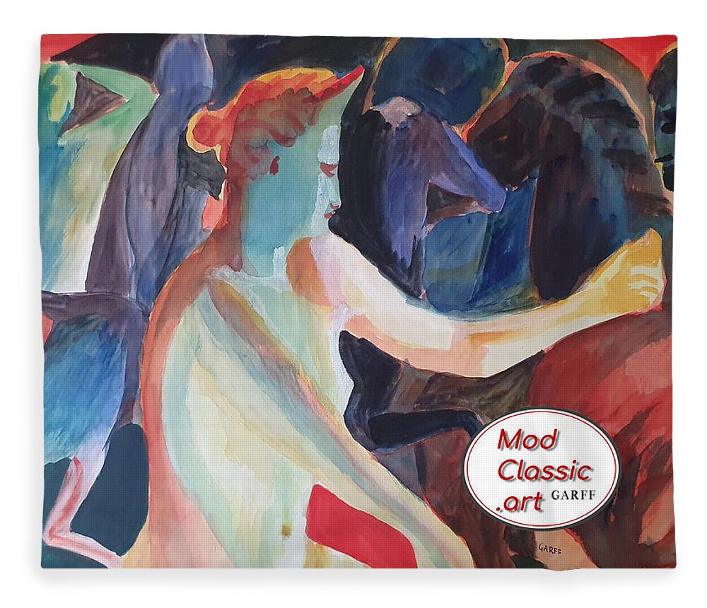 Masterpiece Paintings Fleece Blanket featuring the painting Venus in the Mirror ModClassic Art Style by Enrico Garff