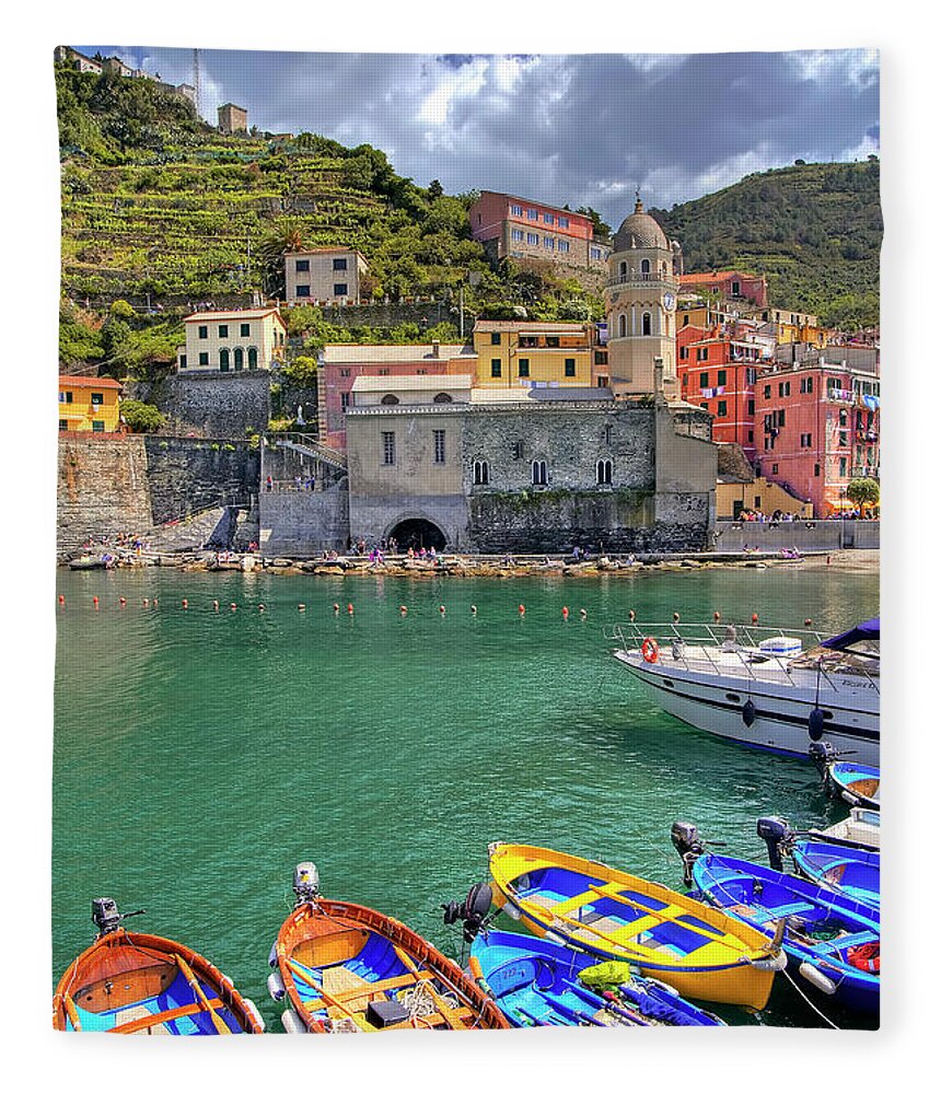 Cinque Terre Fleece Blanket featuring the photograph Vernazza - Five Lands - Marina - Italy by Paolo Signorini