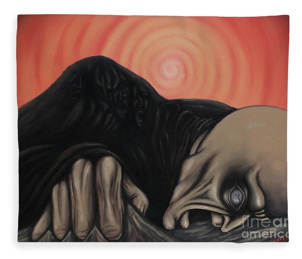 Tmad Fleece Blanket featuring the painting Vertigo by Michael TMAD Finney