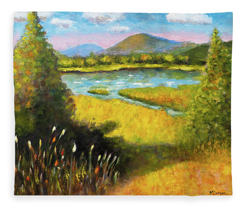 Landscape Fleece Blanket featuring the painting View from Philomath Scout Lodge by Mike Bergen