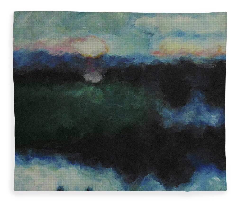 Impressionist Fleece Blanket featuring the painting View From the Mesa by Susan Moore