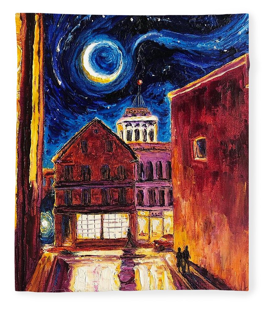Water Street Fleece Blanket featuring the painting View From Water Street Lancaster PA by Paris Wyatt Llanso