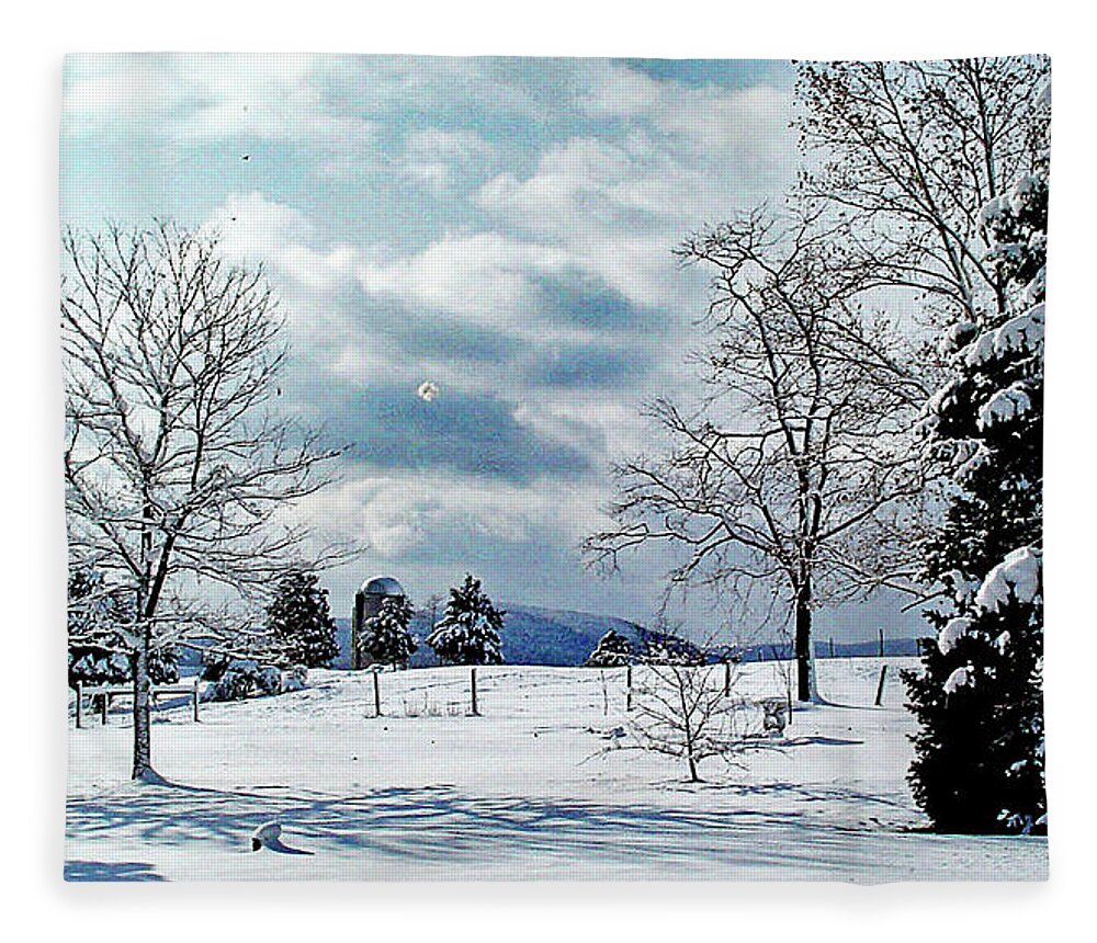 Snow Fleece Blanket featuring the digital art View in Welsh Run, Pennsylvania by Nancy Olivia Hoffmann
