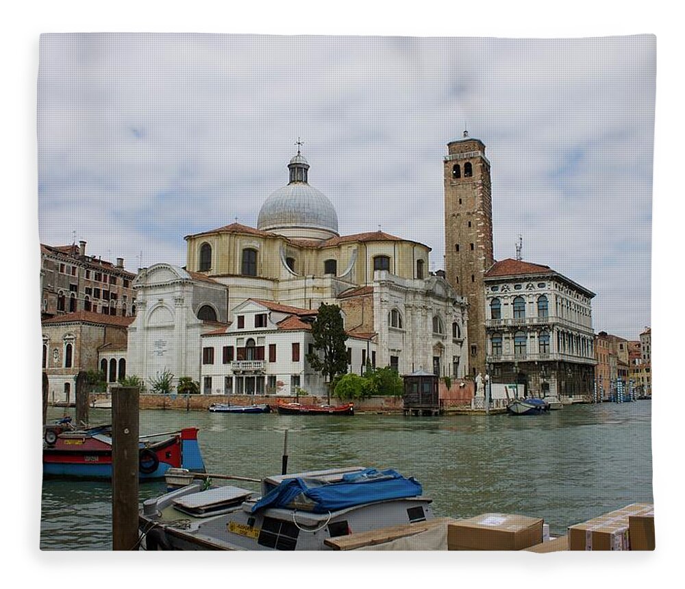 Venice Fleece Blanket featuring the photograph View of St. Lucia Chapel in Venice. by Yvonne M Smith