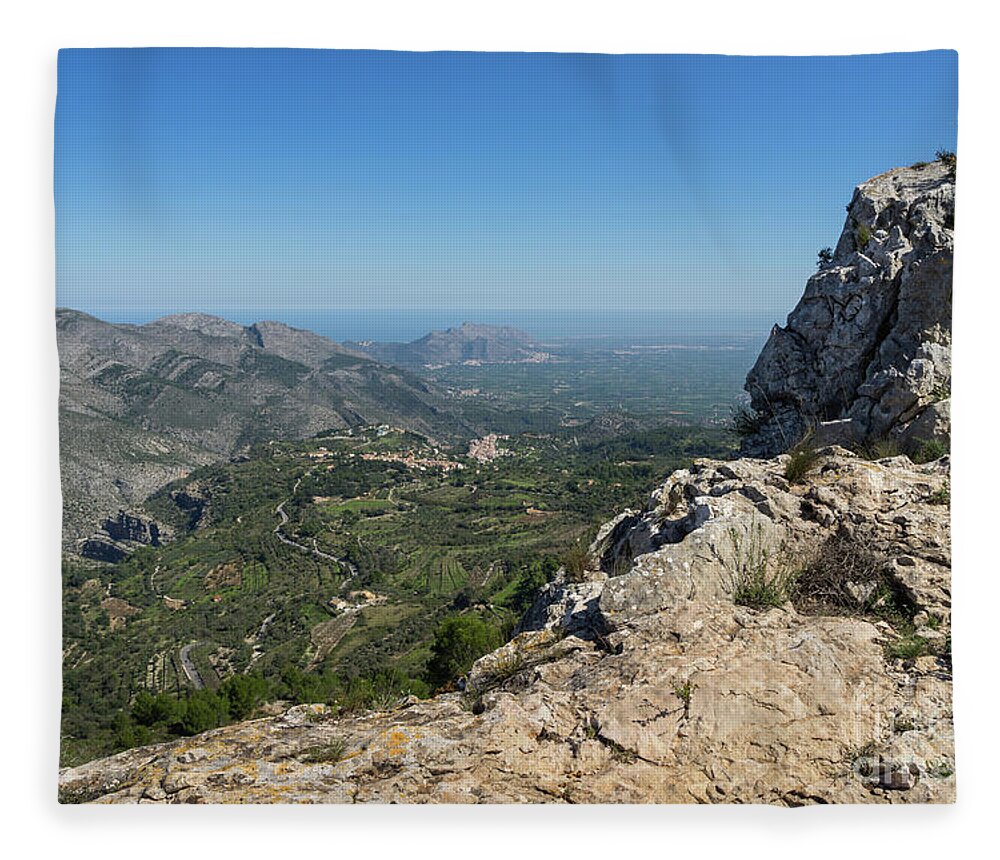 Hike Fleece Blanket featuring the photograph Fields and mountains near the Mediterranean coast by Adriana Mueller
