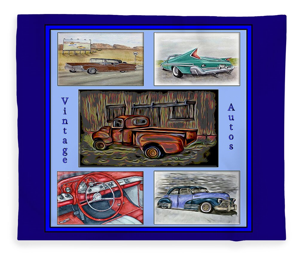 Chevy Fleece Blanket featuring the digital art Vintage Auto Poster by Ronald Mills
