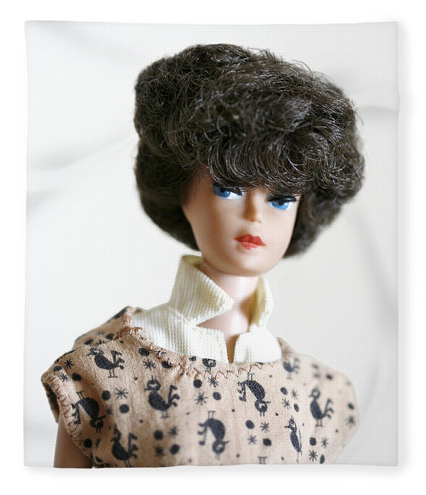 Vintage Barbie Doll Midge Portrait Fleece Blanket by Marilyn Hunt - Pixels