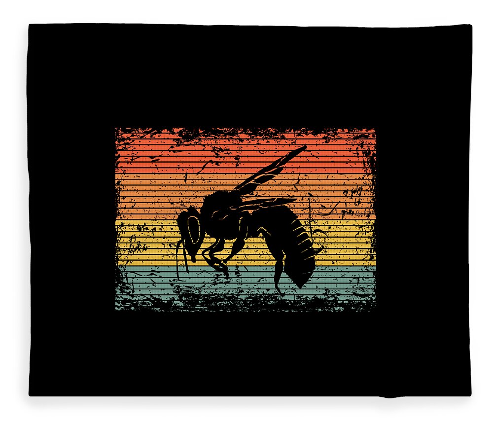 Bee Fleece Blanket featuring the photograph Vintage Bee Wasp Insect Gift by J M