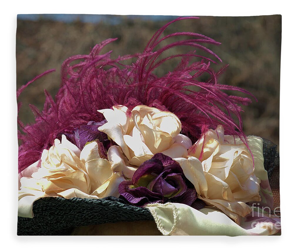 Hat Fleece Blanket featuring the photograph Vintage Hat With Fabric Roses by Kae Cheatham