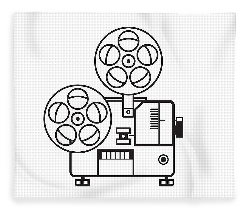Vintage Movie Film Projector Retro Fleece Blanket by Aloysius