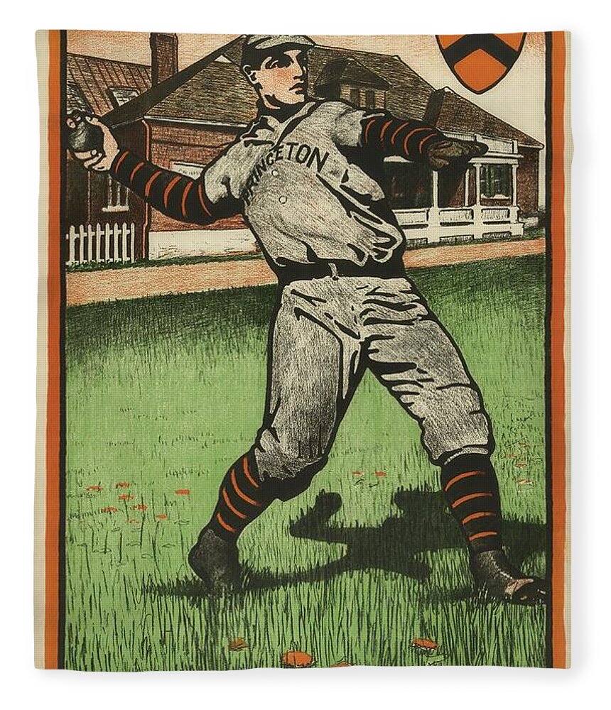 Vintage Princeton Baseball Poster 1903 Fleece Blanket by Bristow Adams -  Pixels