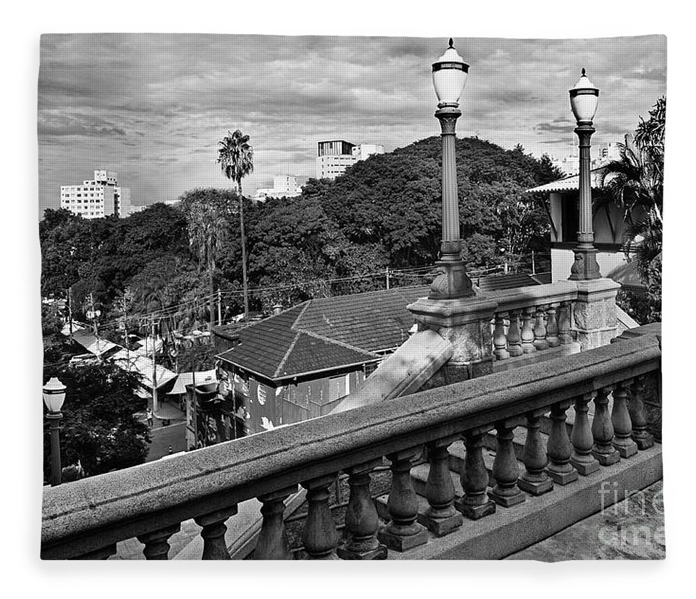 Black And White Fleece Blanket featuring the photograph Vintage Staircases of Sao Paulo by Carlos Alkmin