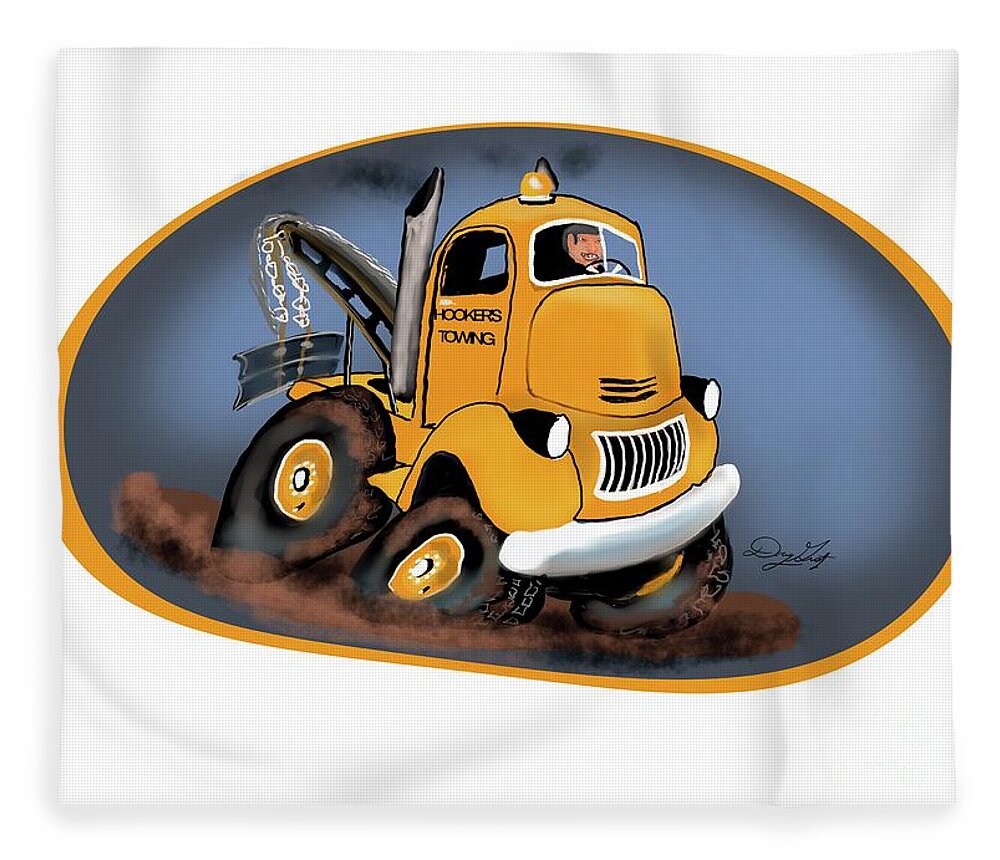 Tow Truck Fleece Blanket featuring the digital art Vintage Tow Truck by Doug Gist