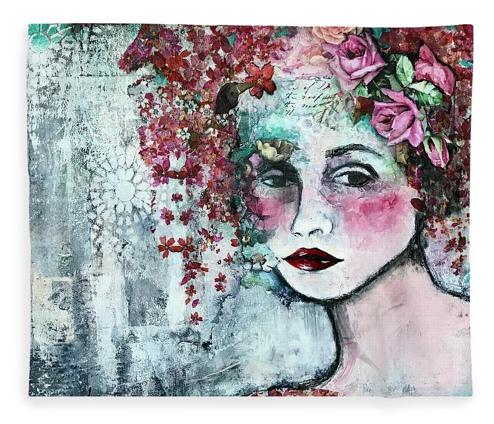 Woman Portrait Fleece Blanket featuring the painting Vintage Woman by Diane Fujimoto