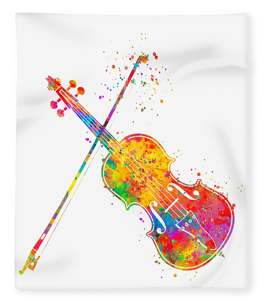 Violin Fleece Blanket featuring the painting Violin Art by Zuzi 's