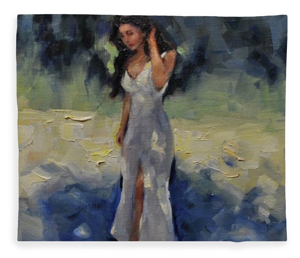 Women Fleece Blanket featuring the painting Visions of Sapphires by Ashlee Trcka