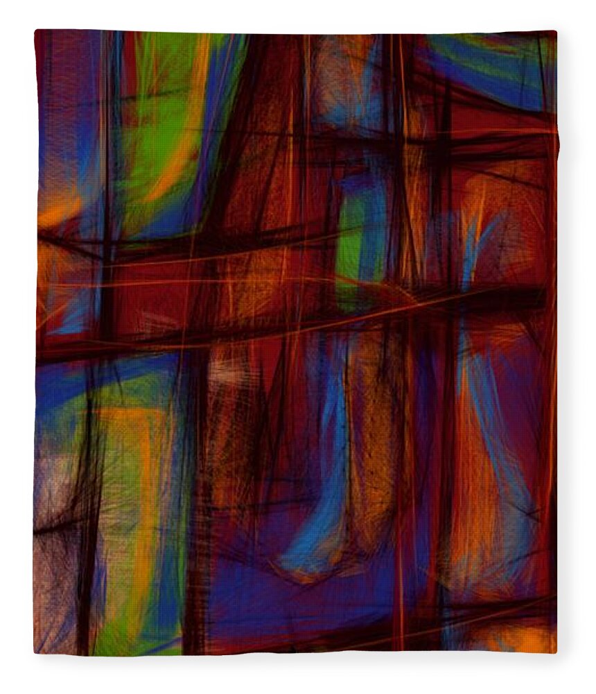 Vitrage Fleece Blanket featuring the digital art Vitrage #12 by Ljev Rjadcenko