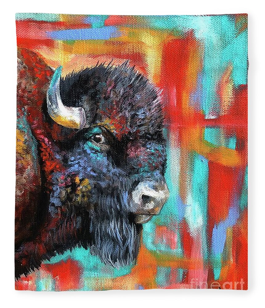 Bison Fleece Blanket featuring the painting Vivid Thoughts by Averi Iris