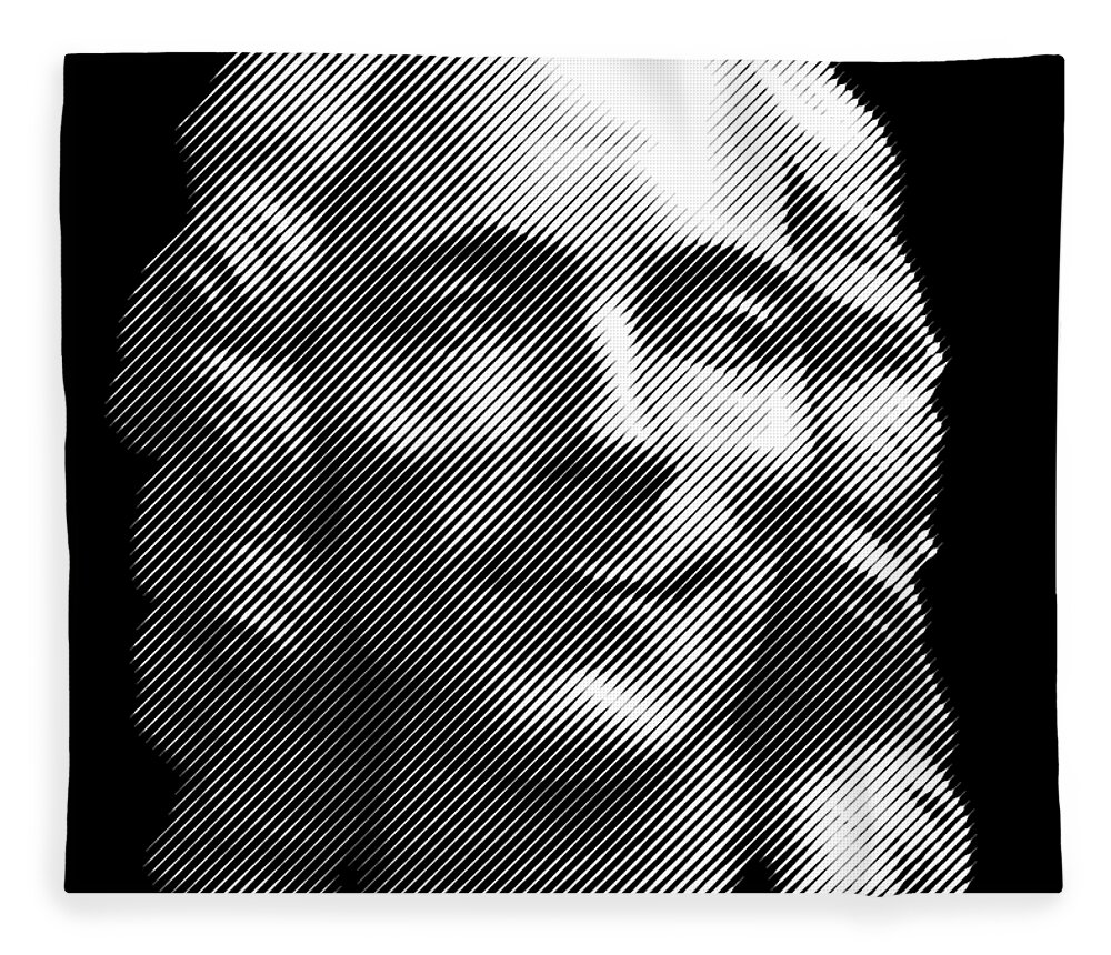 Voltaire Fleece Blanket featuring the digital art Voltaire portrait by Cu Biz