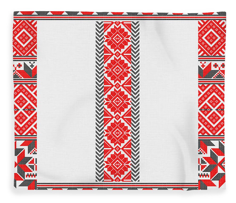 Embroidery Fleece Blanket featuring the digital art Vyshyvanka.Art #1-2 Linen Edition horizontal by Andrii Maykovskyi