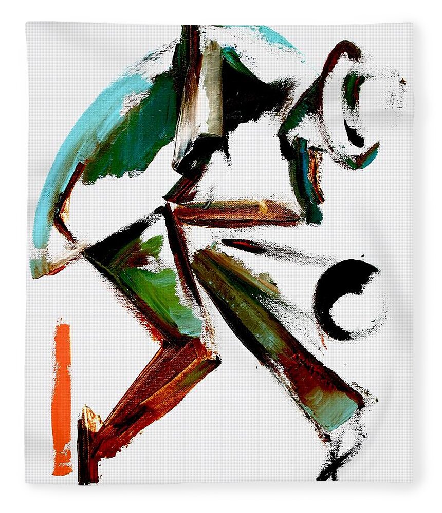 Saxophone Fleece Blanket featuring the painting Wail / process one by Martel Chapman