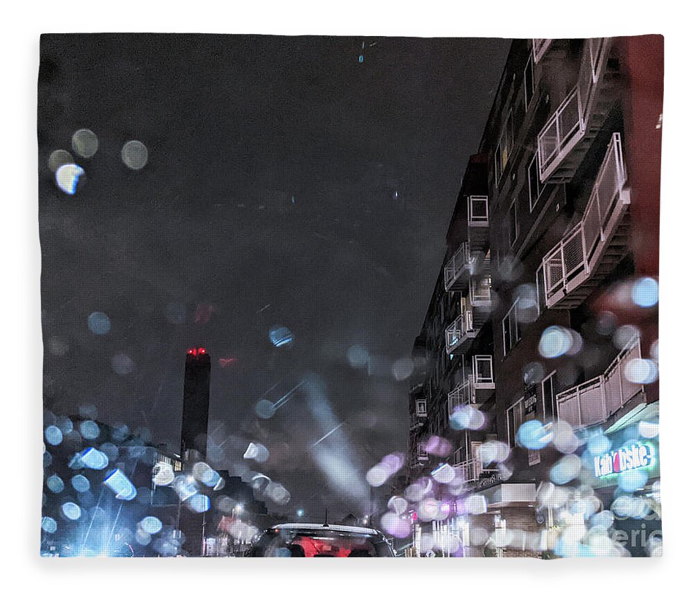 Rain Fleece Blanket featuring the photograph Waiting for Carryout in the Rain by Bentley Davis