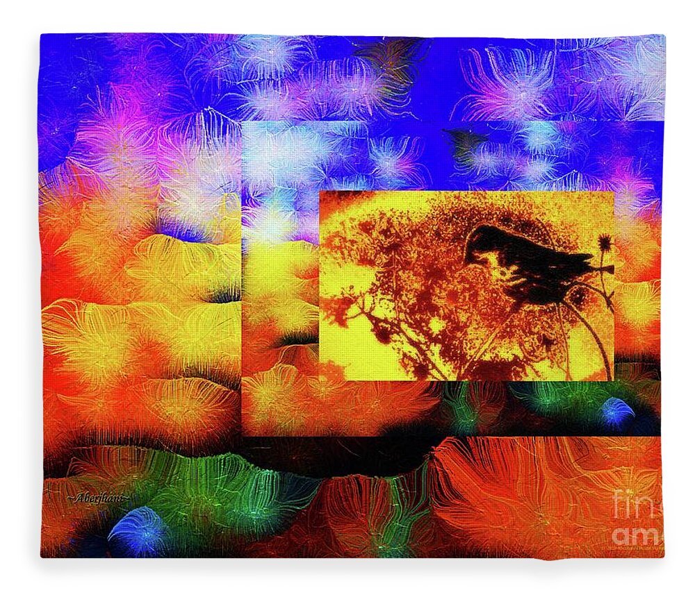 Silk-featherbrush Fleece Blanket featuring the mixed media Waking up inside a Dream within a Dream by Aberjhani