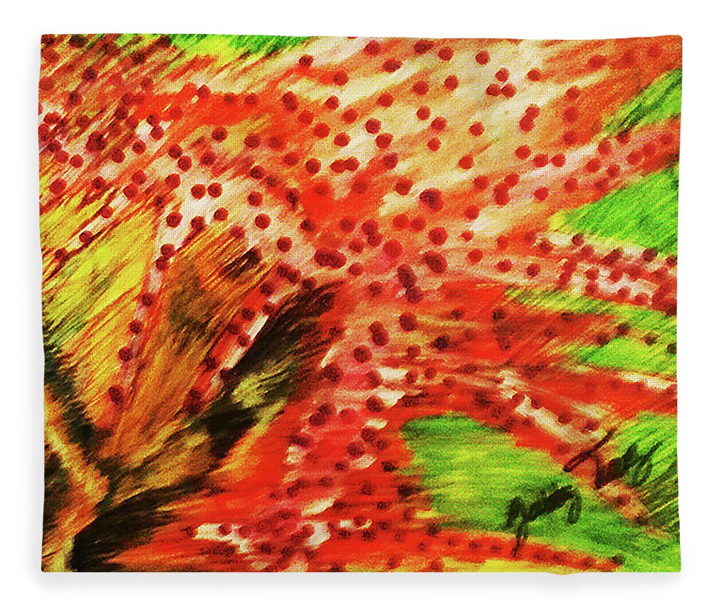 Red Fleece Blanket featuring the drawing Walking Against The Wind by Gabby Tary