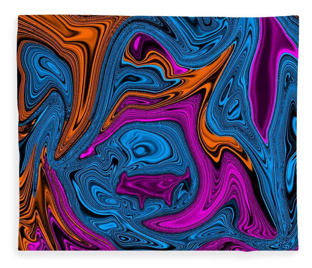 Abstract Art Fleece Blanket featuring the digital art Walking the Dog Abstract by Ronald Mills