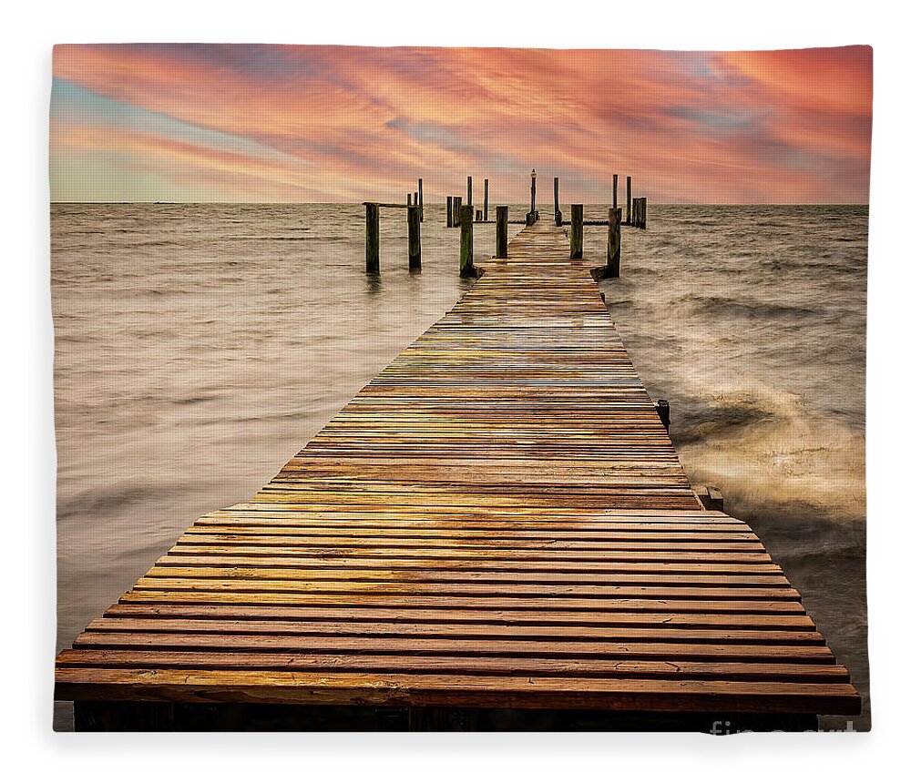 Seas Fleece Blanket featuring the photograph Walkway In The Sea by DB Hayes
