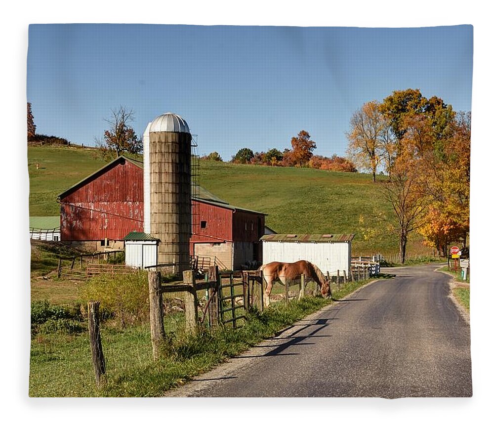 Fall Fleece Blanket featuring the photograph Walnut Creek Farm by Ann Bridges