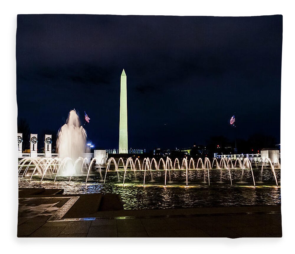 Washington Monument Fleece Blanket featuring the digital art Washington Monument from the World War II Memorial by SnapHappy Photos