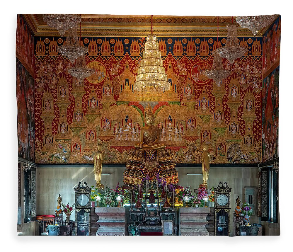 Scenic Fleece Blanket featuring the photograph Wat Hua Lamphong Phra Ubosot Principal Buddha Image DTHB0940 by Gerry Gantt