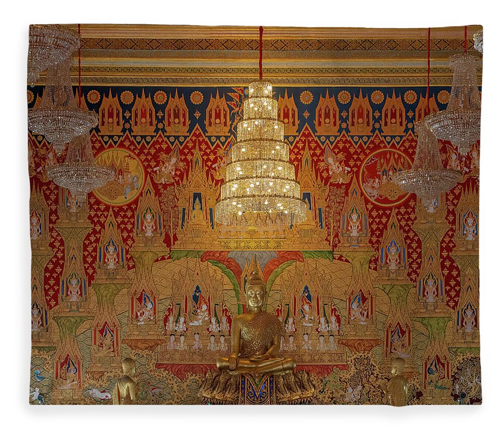 Scenic Fleece Blanket featuring the photograph Wat Hua Lamphong Phra Ubosot Principal Buddha Image DTHB0940A by Gerry Gantt