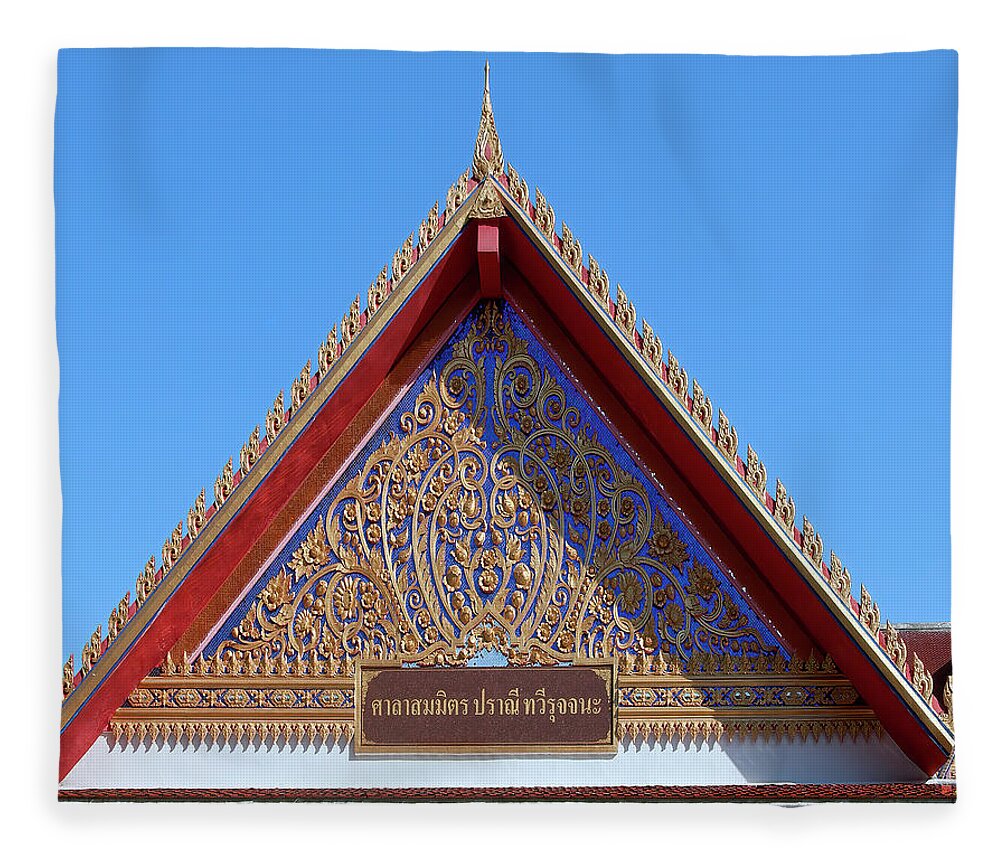 Scenic Fleece Blanket featuring the photograph Wat Maha Pruettharam Gable DTHB1049 by Gerry Gantt