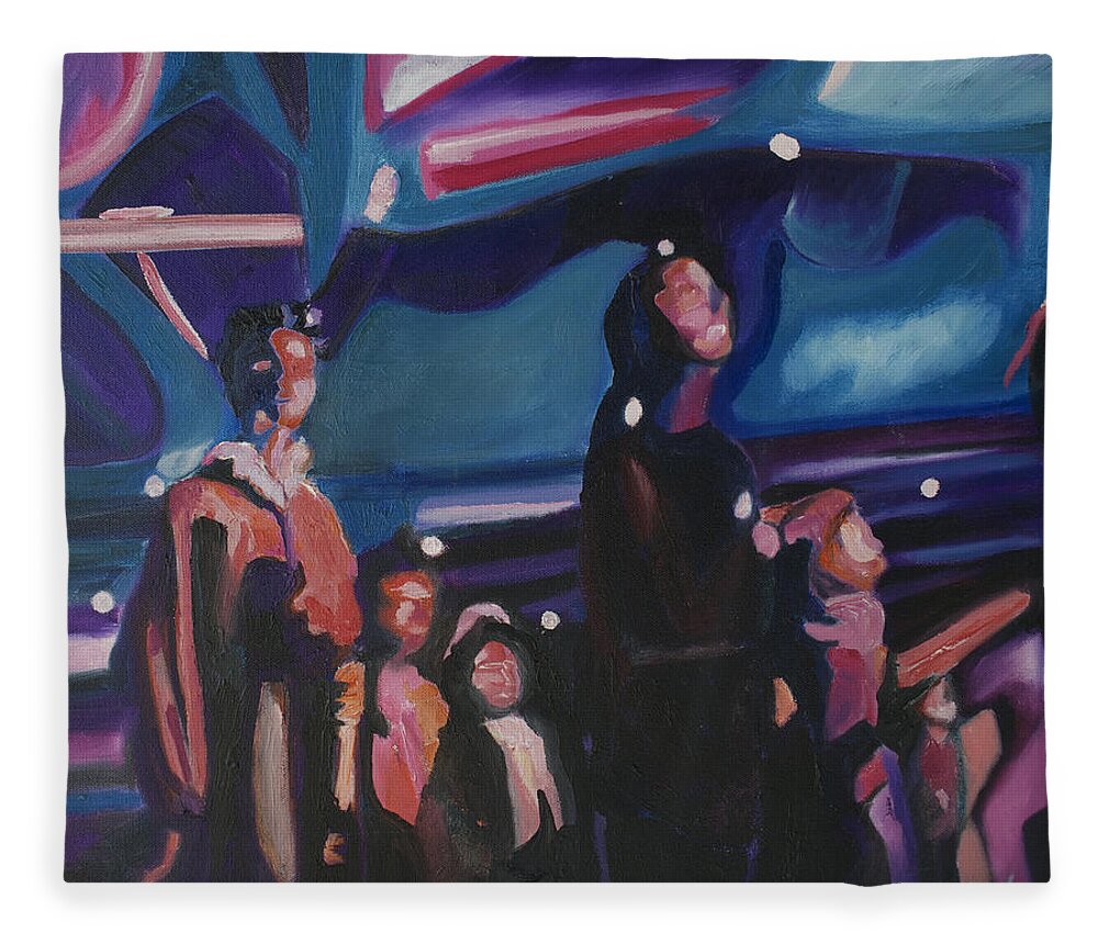 Night Scenes Fleece Blanket featuring the painting Watching Alex Grey II by Patricia Arroyo