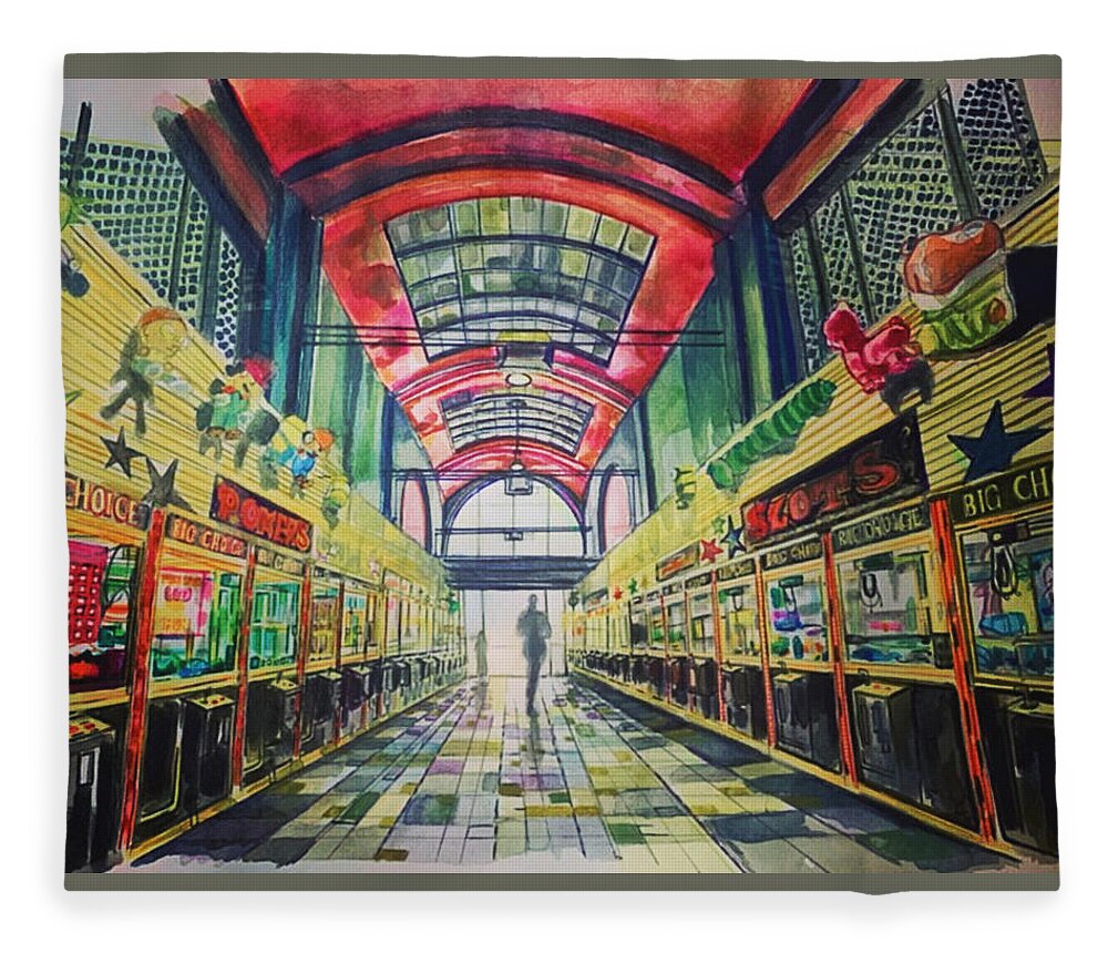  Fleece Blanket featuring the painting Boardwalk by Try Cheatham