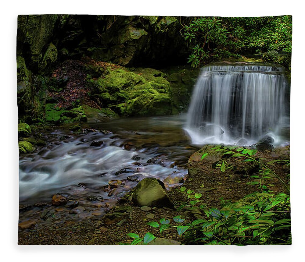 Panorama Fleece Blanket featuring the photograph Waterfall in the Glen Panorama by Shelia Hunt