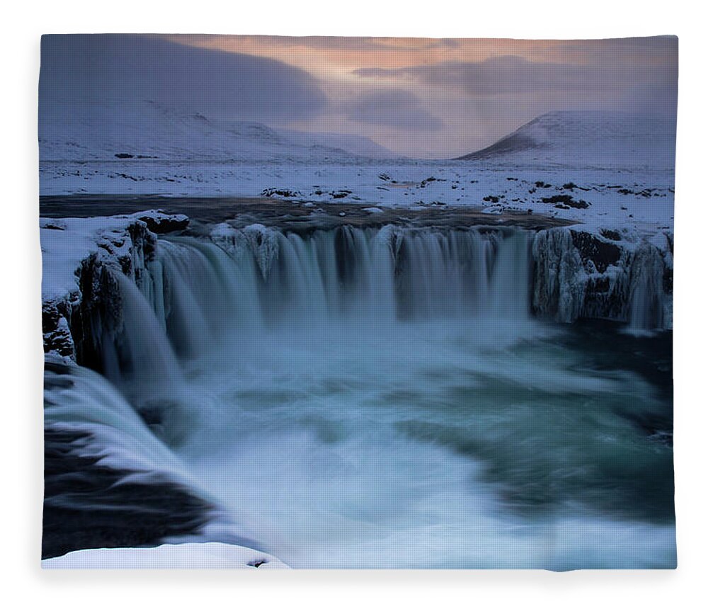 Godafoss Fleece Blanket featuring the photograph North Of Eden - Godafoss Waterfall, Iceland by Earth And Spirit