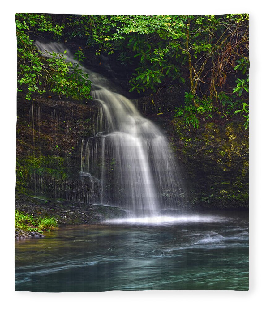 Waterfall Fleece Blanket featuring the photograph Waterfall On Little River by Phil Perkins