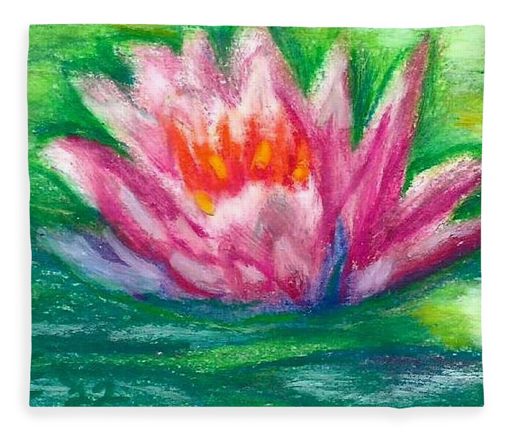 Waterlily Fleece Blanket featuring the painting Waterlily by Monica Resinger