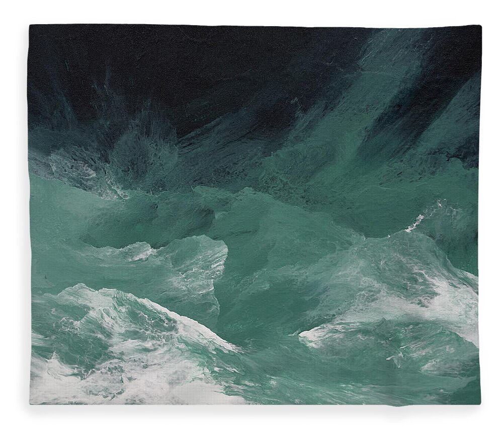 Waves Fleece Blanket featuring the painting Waves and Breakers by Linda Bailey