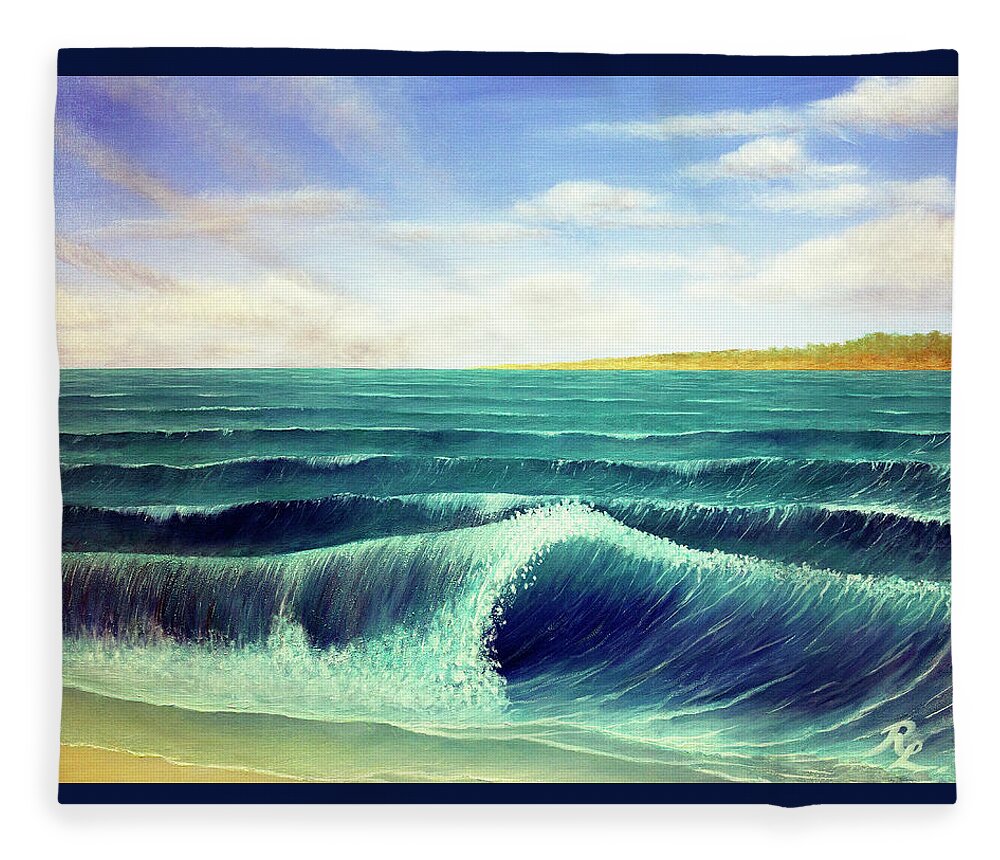 Waves Fleece Blanket featuring the painting Waves by Renee Logan