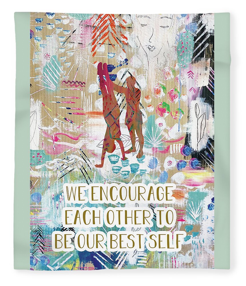 We Encourage Each Other Fleece Blanket featuring the painting We encourage each other by Claudia Schoen
