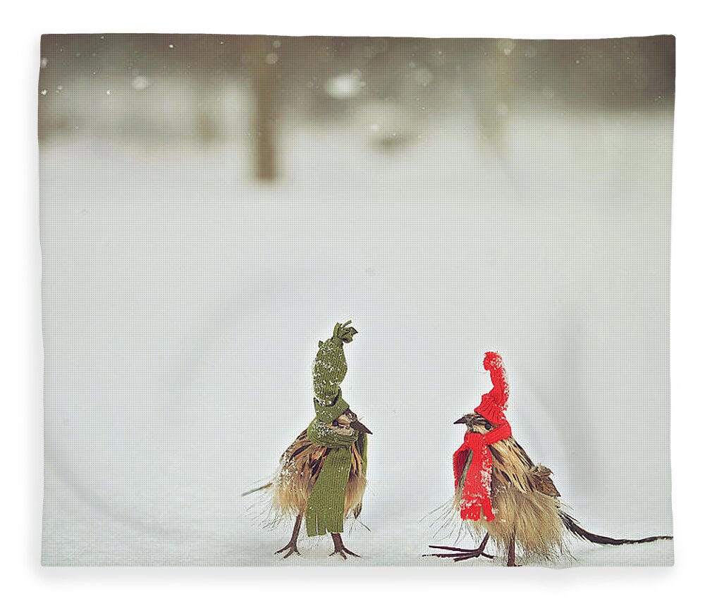 Snow Fleece Blanket featuring the photograph Weathered Feathered Friends by Carrie Ann Grippo-Pike